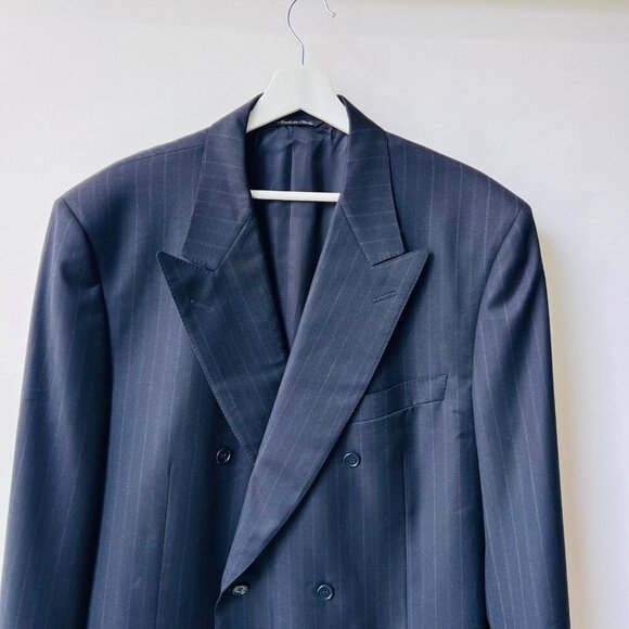 Canali for Guy La Ferrera Double-Breasted Pinstripe Sport coat-Navy– 56IT(US46L) - Picture 5 of 14